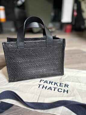 Parker Thatch Micro MIMI in Black Leather Basket Weave *New* Sold Out ~ RARE!